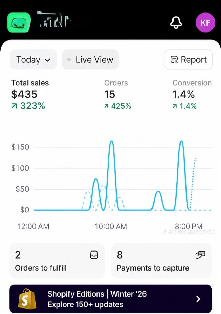 Live launch day sales — $435 sales proof